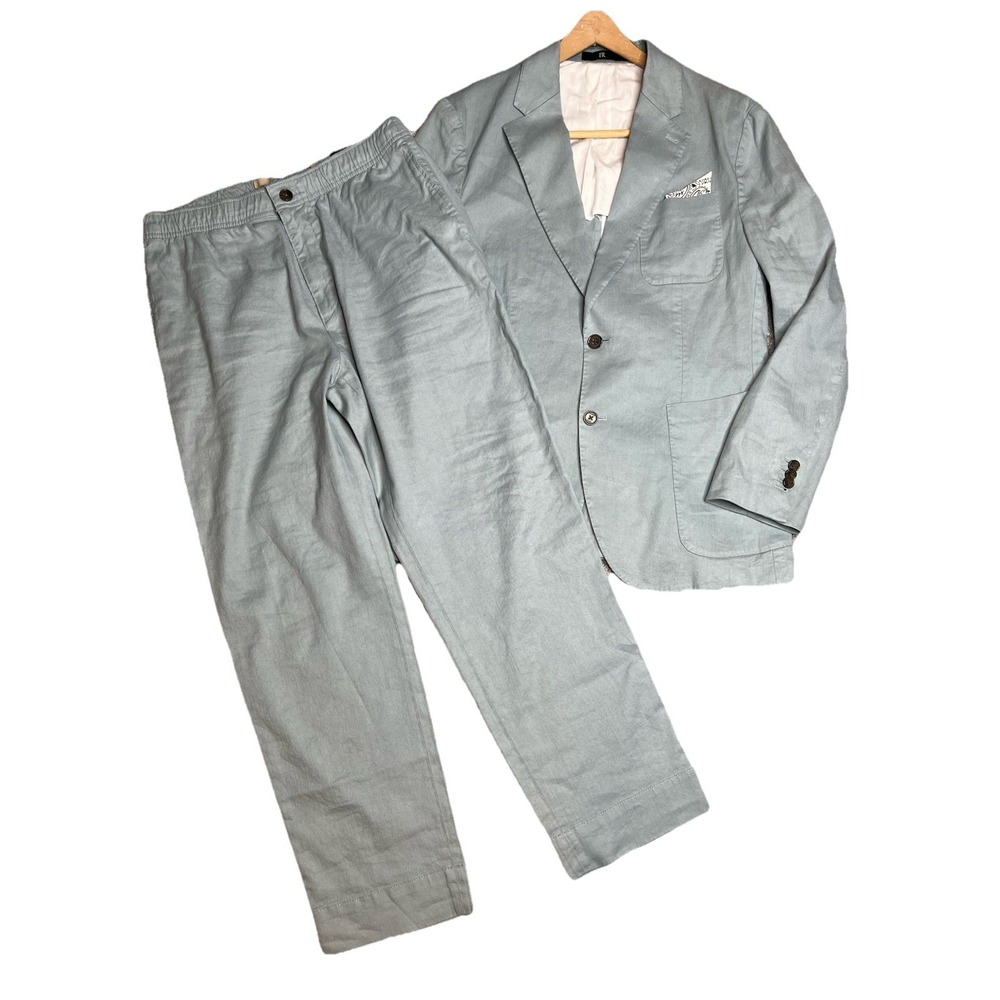 Banana Republic Italian Linen Suit Tailored Slim Fit 40 Short Jacket 32x30 Pant